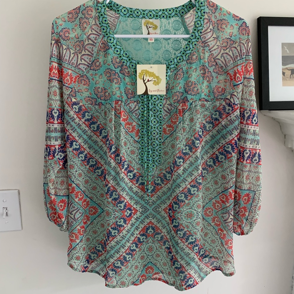 Anthropologie Small Fig and Flower boho tunic blouse NWT